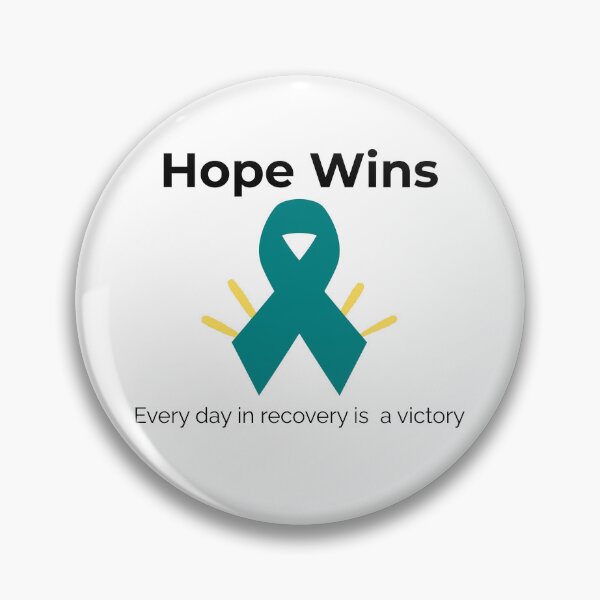 Item preview, Hope Wins Teal Addiction Recovery Awareness Ribbon with Quote designed and sold by Dog Hair and Healing.