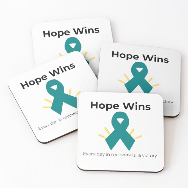 Item preview, Hope Wins Teal Addiction Recovery Awareness Ribbon with Quote designed and sold by Dog Hair and Healing.