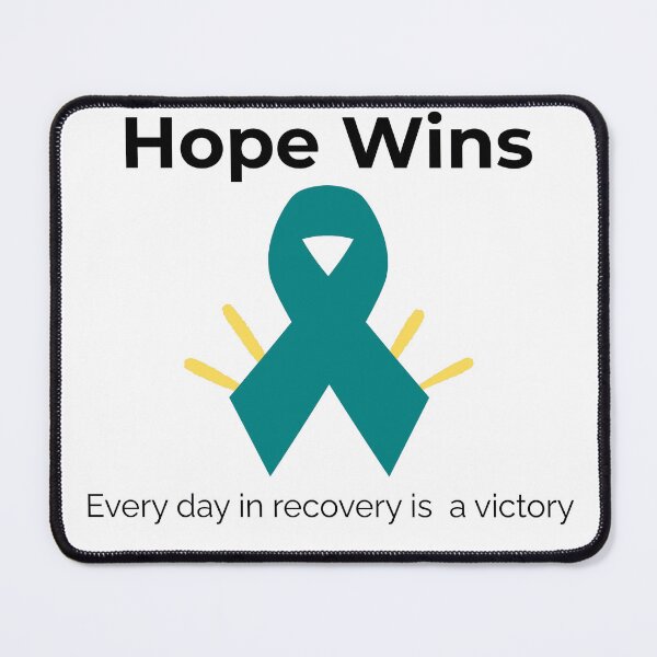 Item preview, Hope Wins Teal Addiction Recovery Awareness Ribbon with Quote designed and sold by Dog Hair and Healing.