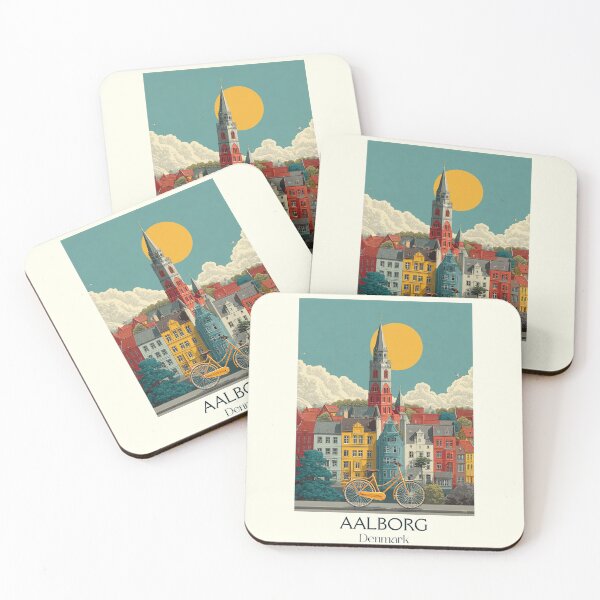 Item preview, Sunny Aalborg Skyline Vintage Denmark Poster designed and sold by TuncGK.
