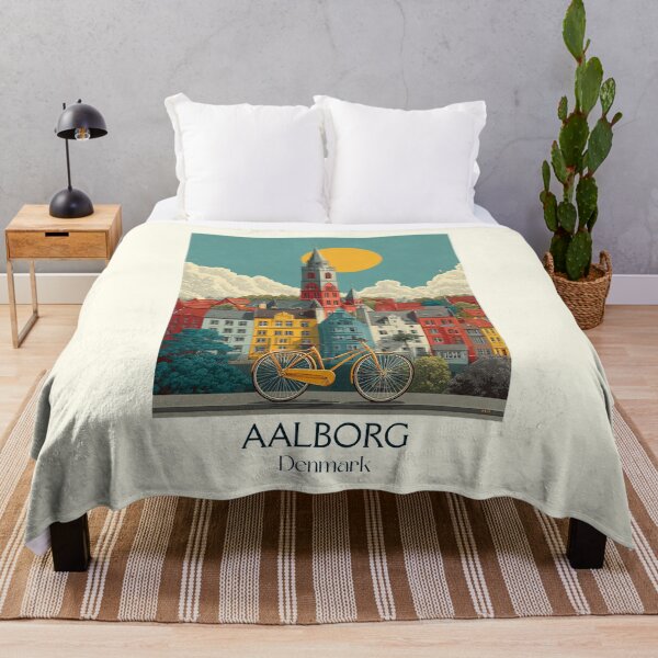 Item preview, Sunny Aalborg Skyline Vintage Denmark Poster designed and sold by TuncGK.