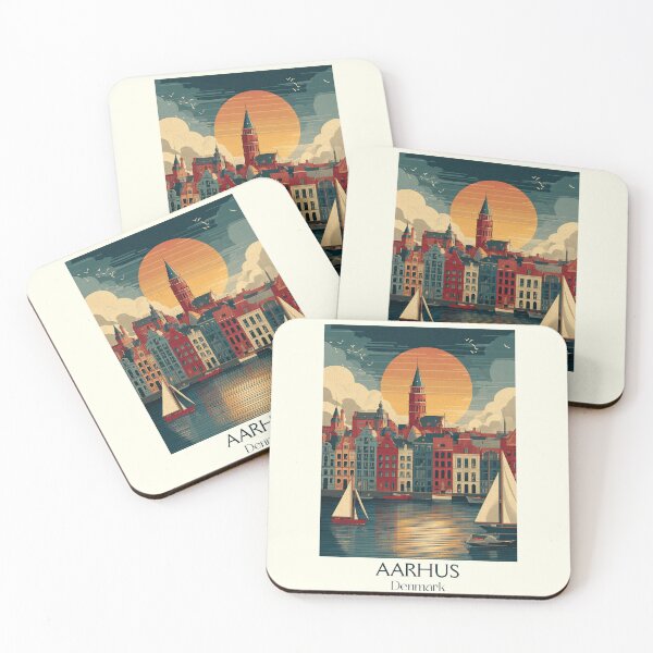 Item preview, Retro Aarhus Waterfront Denmark Travel Poster designed and sold by TuncGK.