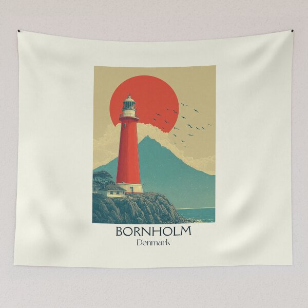Item preview, Bornholm Lighthouse Vintage Travel Print designed and sold by TuncGK.