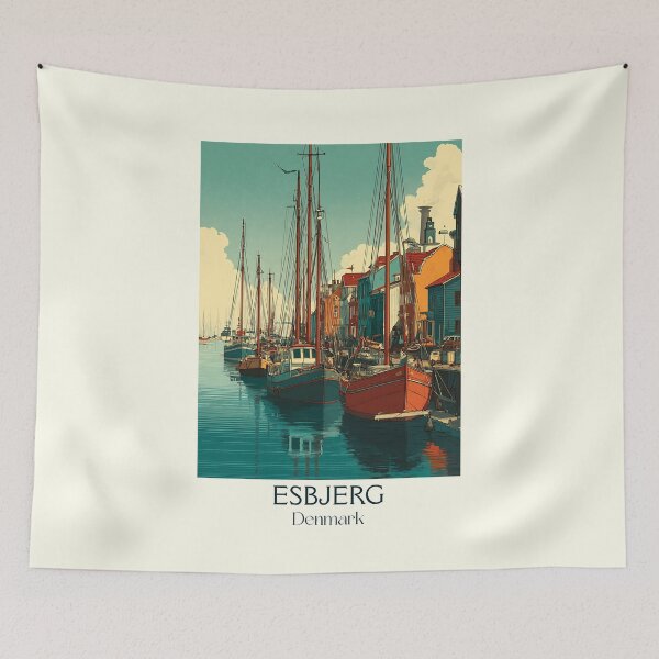 Item preview, Esbjerg Harbor Vintage Travel Poster	 designed and sold by TuncGK.