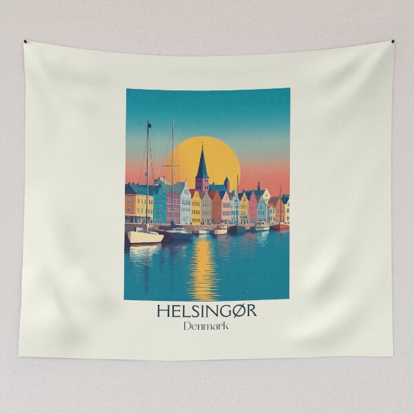 Item preview, Helsingør Nautical Waterfront Vintage Poster	 designed and sold by TuncGK.