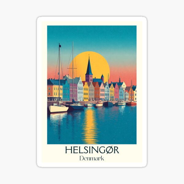 Item preview, Helsingør Nautical Waterfront Vintage Poster	 designed and sold by TuncGK.