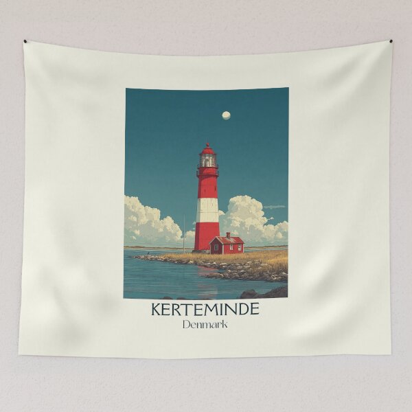 Item preview, Kerteminde Coastal Lighthouse Retro Print designed and sold by TuncGK.