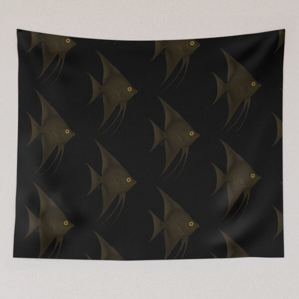 Item preview, Angelfish - Vintage Japanese Style - Black Angel Fish - Dark designed and sold by Kabuji Store.