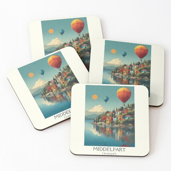 Item preview, Middelfart Hot Air Balloon & Harbor Vintage Poster	 designed and sold by TuncGK.