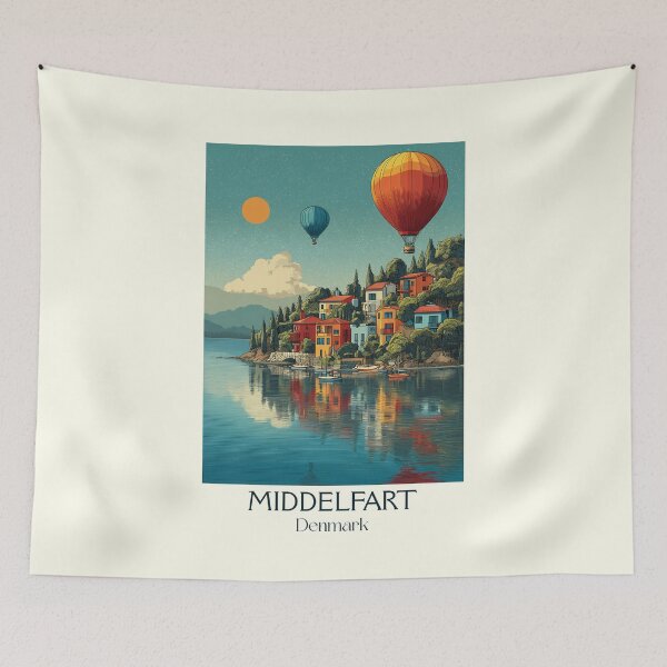 Item preview, Middelfart Hot Air Balloon & Harbor Vintage Poster	 designed and sold by TuncGK.