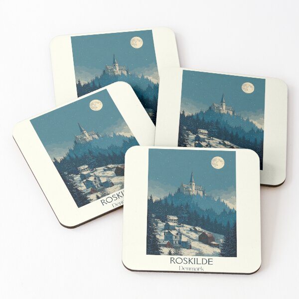 Item preview, Roskilde Castle Moonlit Vintage Poster	 designed and sold by TuncGK.