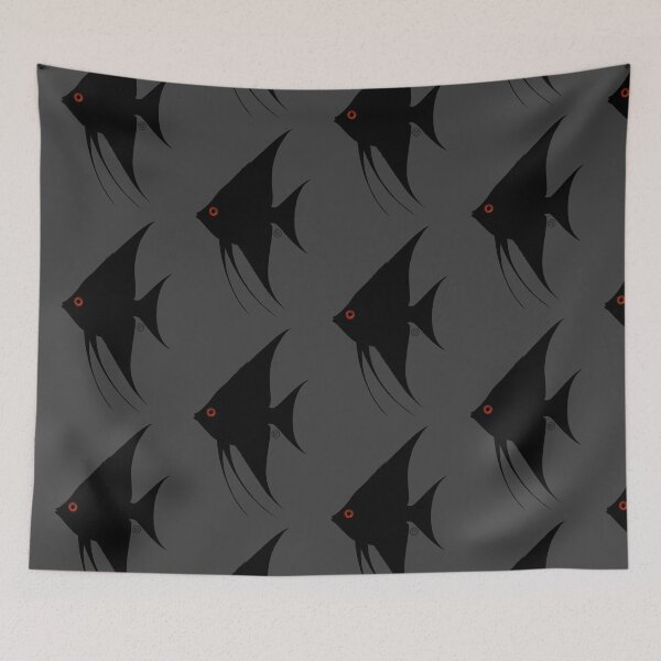 Item preview, Angelfish - Vintage Japanese Style - Black Angel Fish - Shadows Red Eye designed and sold by Kabuji Store.