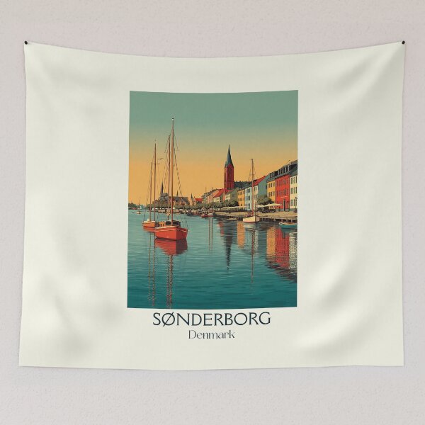 Item preview, Sønderborg Colorful Harbor Vintage Poster	 designed and sold by TuncGK.