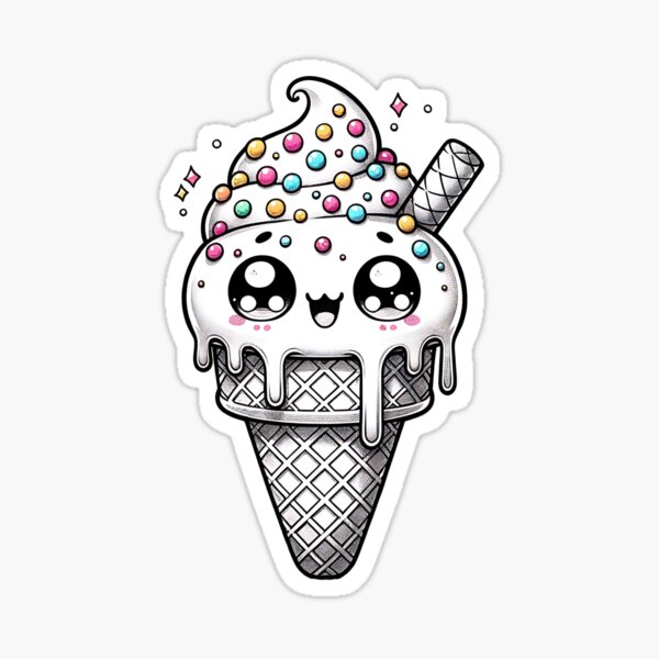 Item preview, Cute Ice Cream Cone with Sprinkles – Kawaii Dessert Character Art designed and sold by Fragy72.