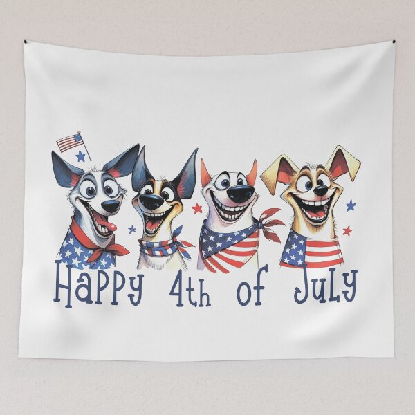 Item preview, Four funny dogs.US flag. designed and sold by MagelliShop.