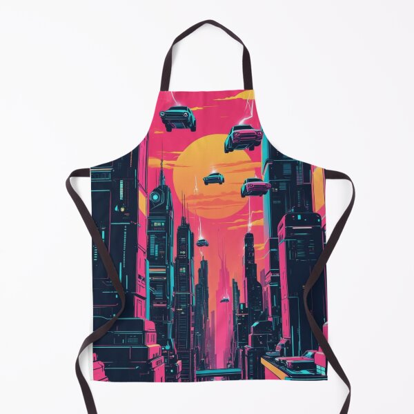 Item preview, Flying Cars in Neon Cityscape designed and sold by YourCozyPattern.