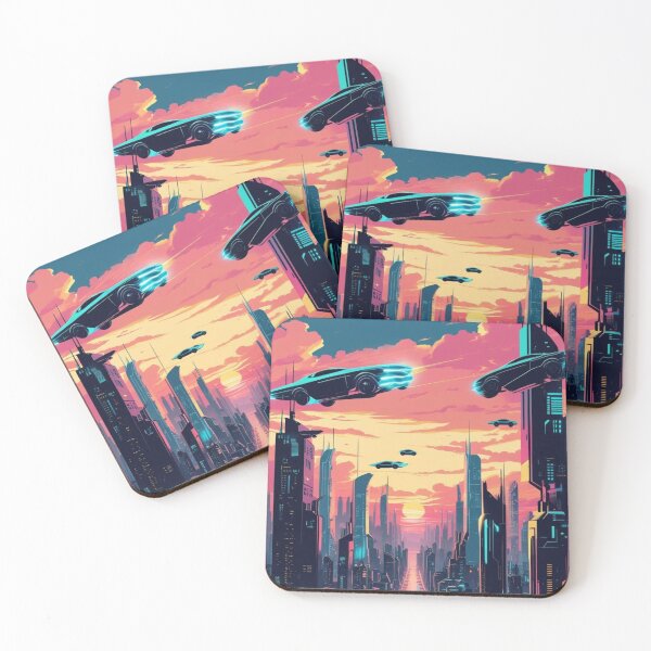 Item preview, Futuristic Cityscape with Flying Cars designed and sold by YourCozyPattern.