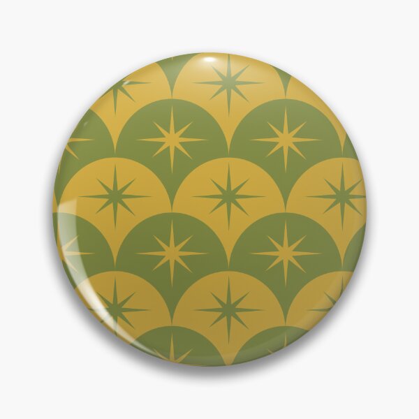 Item preview,  Mid Century Starbursts on olive green and mustard yellow  Scallop Pattern  designed and sold by Yasminepatterns .