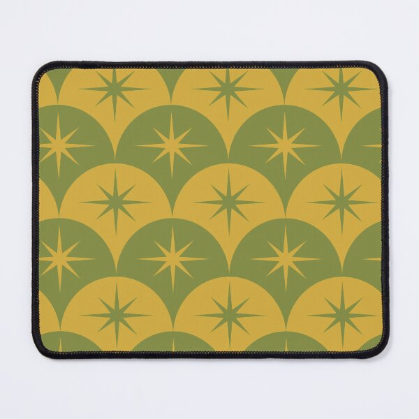 Item preview,  Mid Century Starbursts on olive green and mustard yellow  Scallop Pattern  designed and sold by Yasminepatterns .