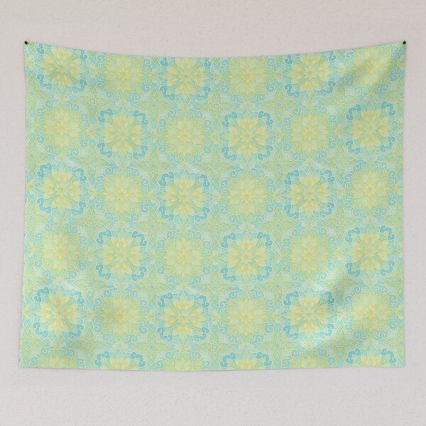 Item preview, Mint Harmony – Floral Islamic Geometric Mandala in Yellow & Green designed and sold by SUNAGIMO9999.