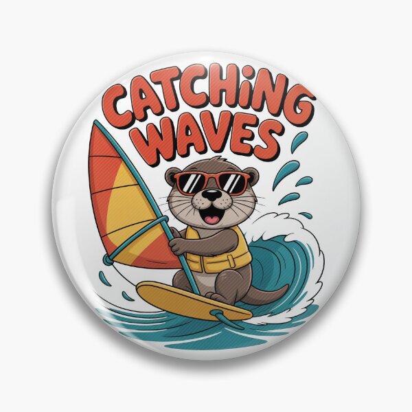 Item preview, Catching Waves Windsurfing Otter Cartoon designed and sold by MonkiFlipp.