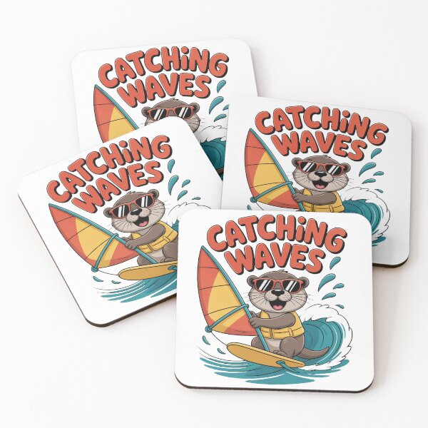Item preview, Catching Waves Windsurfing Otter Cartoon designed and sold by MonkiFlipp.
