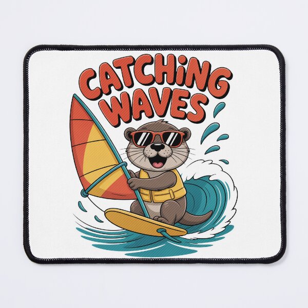 Item preview, Catching Waves Windsurfing Otter Cartoon designed and sold by MonkiFlipp.
