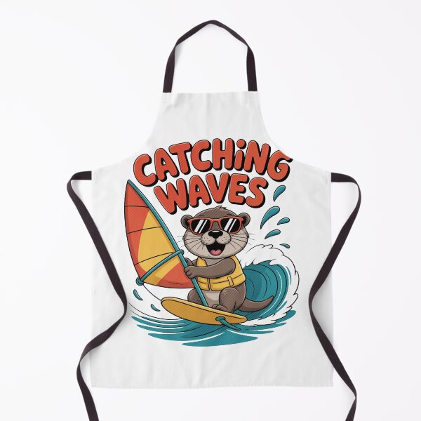 Item preview, Catching Waves Windsurfing Otter Cartoon designed and sold by MonkiFlipp.