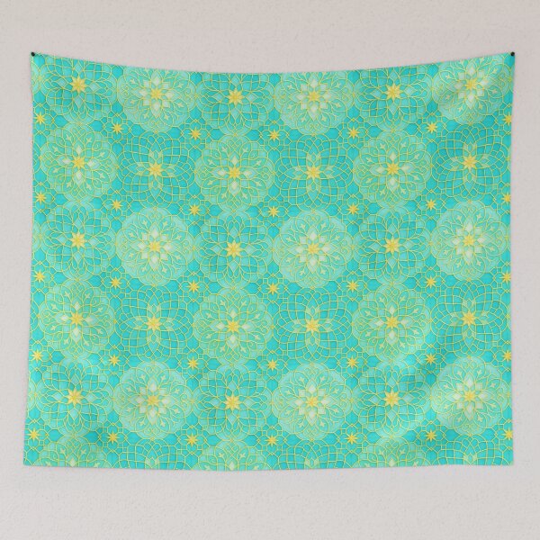 Item preview, Emerald Harmony – Refreshing Islamic Geometric Pattern in Mint & Lemon designed and sold by SUNAGIMO9999.