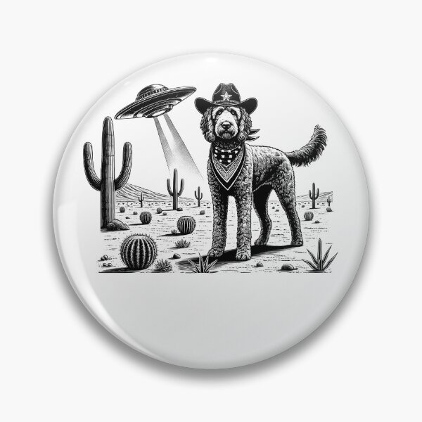 Item preview, Vintage Retro Labradoodle UFO Western Country Wild West Dog Mom Dad designed and sold by Kimberley King Art  King Art.