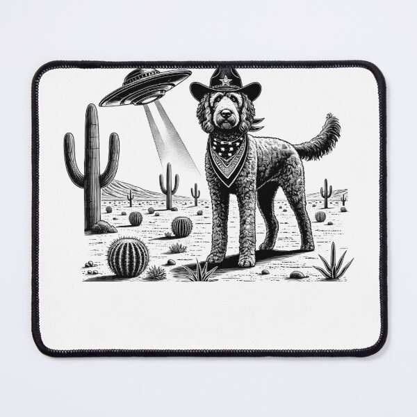 Item preview, Vintage Retro Labradoodle UFO Western Country Wild West Dog Mom Dad designed and sold by Kimberley King Art King Art.