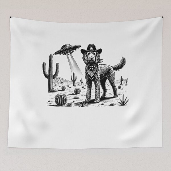 Item preview, Vintage Retro Labradoodle UFO Western Country Wild West Dog Mom Dad designed and sold by Kimberley King Art  King Art.