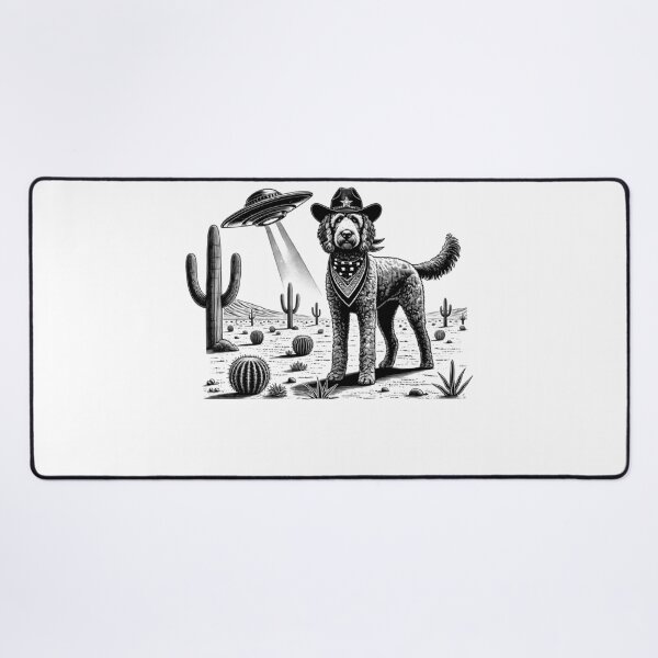 Item preview, Vintage Retro Labradoodle UFO Western Country Wild West Dog Mom Dad designed and sold by Kimberley King Art  King Art.