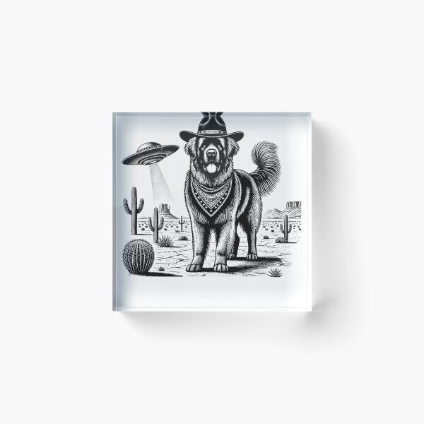 Item preview, Vintage Retro Leonberger UFO Western Country Wild West Dog Mom Dad designed and sold by Kimberley King Art  King Art.