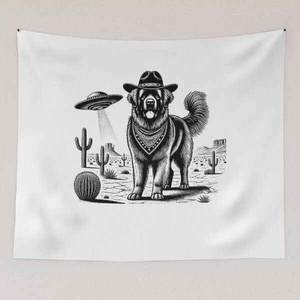 Item preview, Vintage Retro Leonberger UFO Western Country Wild West Dog Mom Dad designed and sold by Kimberley King Art  King Art.
