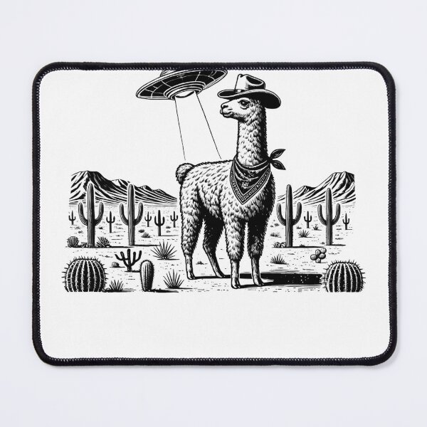 Item preview, Vintage Retro Llama UFO Western Country Alpaca Wild West designed and sold by Kimberley King Art King Art.