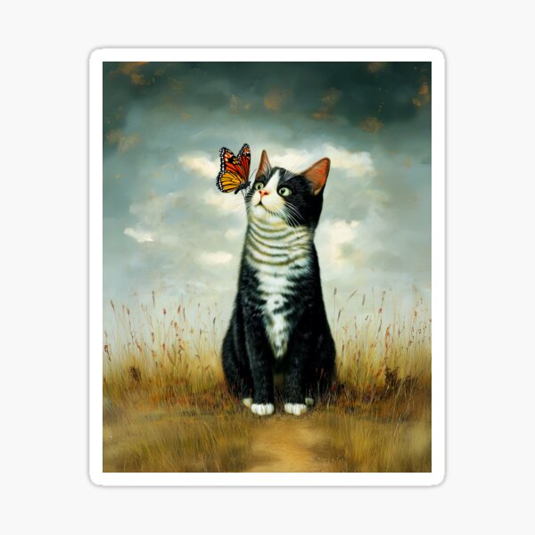 Item preview, Tuxedo Cat and Monarch designed and sold by Blue Horse Photo Magic.