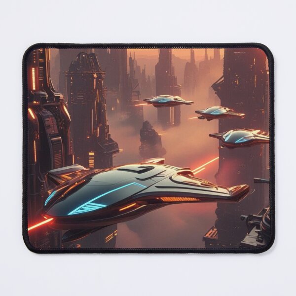 Item preview, Futuristic Cityscape with Flying Vehicles designed and sold by YourCozyPattern.