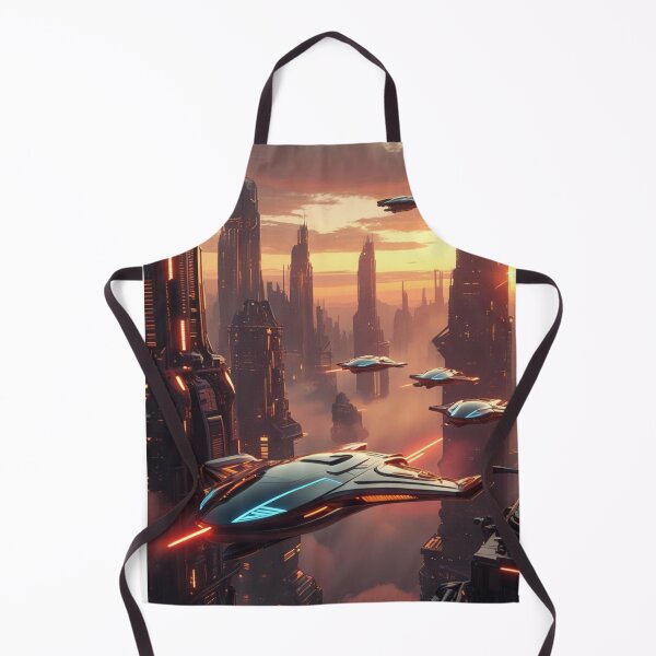 Item preview, Futuristic Cityscape with Flying Vehicles designed and sold by YourCozyPattern.