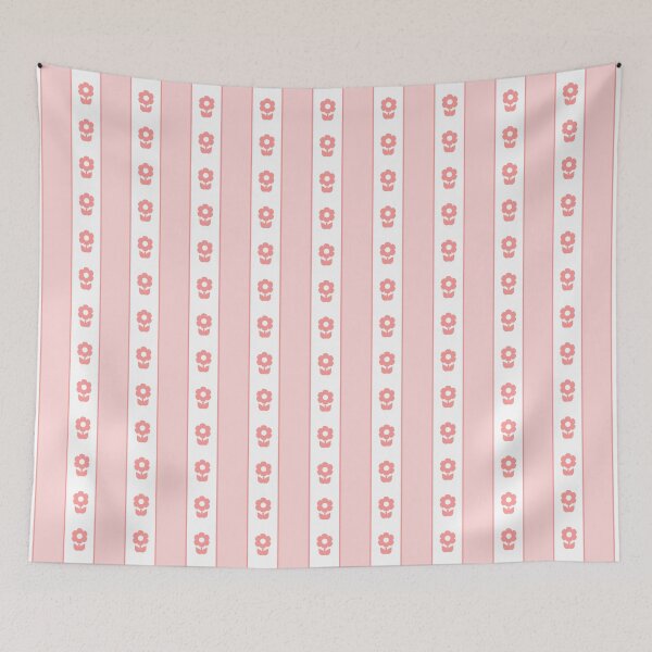 Item preview, Cottage Stripes and Flowers Pattern in Pastel Pink and White designed and sold by kierkegaard.
