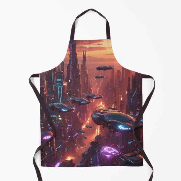 Item preview, Futuristic Cityscape with Flying Cars designed and sold by YourCozyPattern.