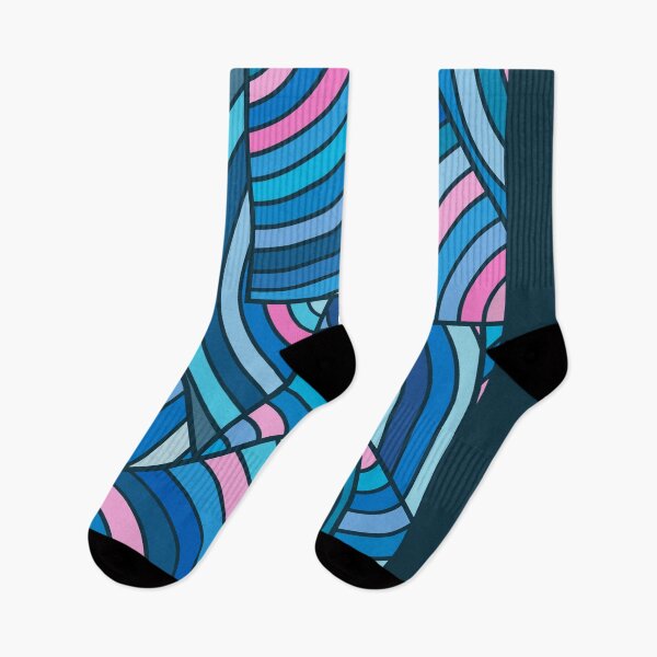 Item preview, Colorful Curved Line Pattern - Abstract Pink and Blue Geometry designed and sold by Katherine Ann.