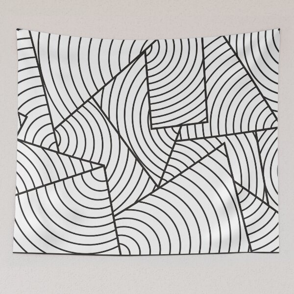 Item preview, Monochrome Curved Line Pattern - Abstract Black and White Geometry designed and sold by Katherine Ann.