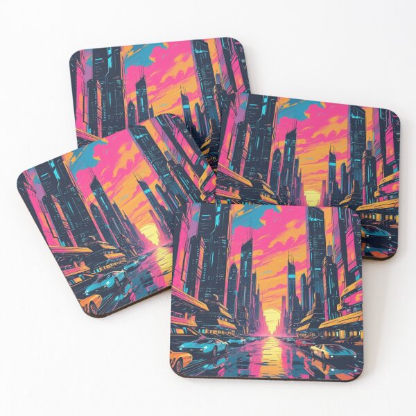 Item preview, Vibrant Cyberpunk Cityscape with Cars designed and sold by YourCozyPattern.