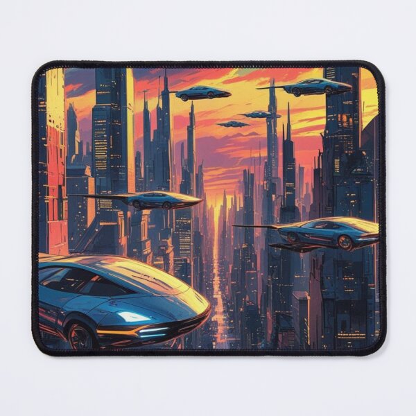 Item preview, Futuristic Flying Cars Cityscape designed and sold by YourCozyPattern.