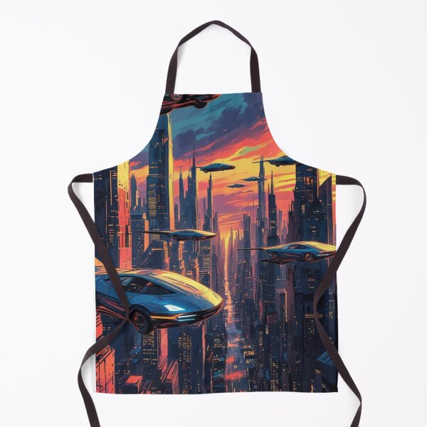 Item preview, Futuristic Flying Cars Cityscape designed and sold by YourCozyPattern.