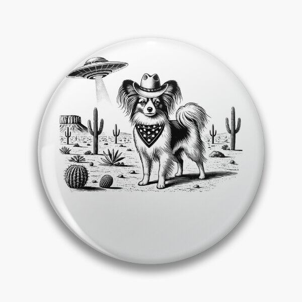 Item preview, Vintage Retro Papillon UFO Western Country Wild West Dog Mom Dad designed and sold by Kimberley King Art  King Art.