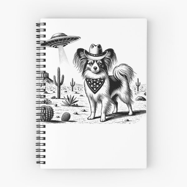 Item preview, Vintage Retro Papillon UFO Western Country Wild West Dog Mom Dad designed and sold by Kimberley King Art  King Art.