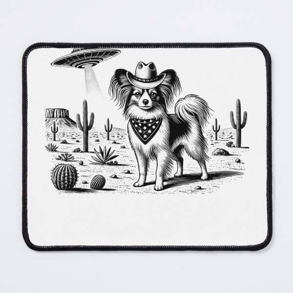 Item preview, Vintage Retro Papillon UFO Western Country Wild West Dog Mom Dad designed and sold by Kimberley King Art  King Art.