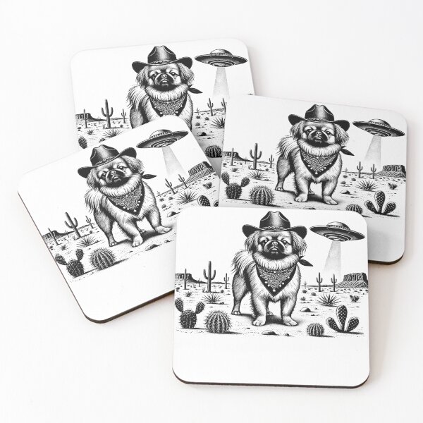 Item preview, Vintage Retro Pekingese UFO Western Country Wild West Dog Mom Dad designed and sold by Kimberley King Art  King Art.